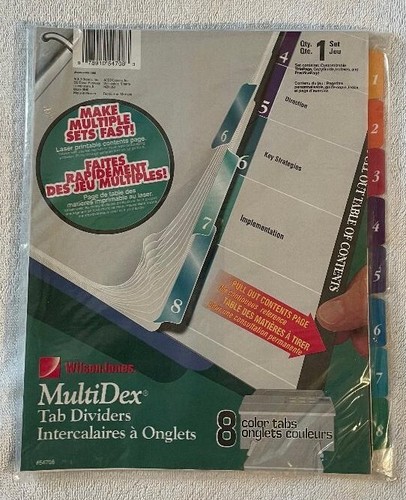 Vintage Wilson Jones Multidex 8 Color Tabs, New, FREE SHIPPING, #54708 ...