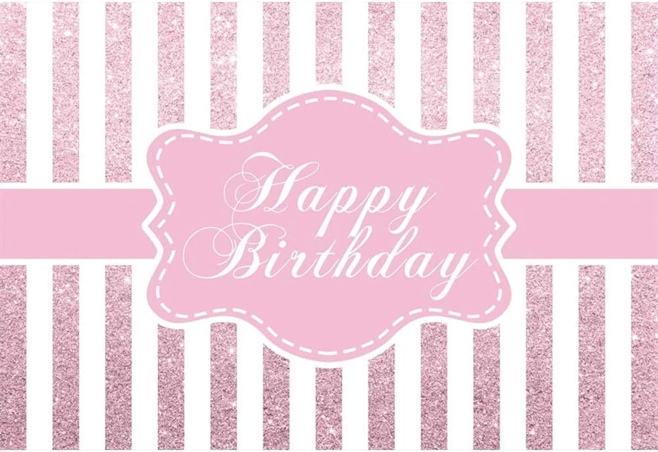 3 x 2 m Sfondo in Vinile "Happy Birthday", Striscione in Paillettes, Rosa