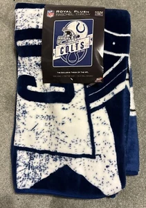 NFL INDIANAPOLIS COLTS Royal Peluche Raschel 50 x 60 Manta Diseño Envejecido - Imagen 1 de 4