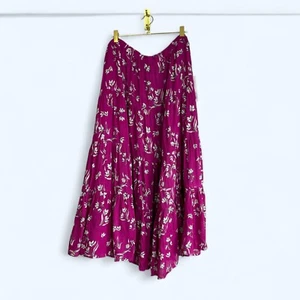 WOMAN WITHIN Bright Pink Long Maxi Skirt Size UK 18 / 20 Floral Indian Boho - Picture 1 of 9