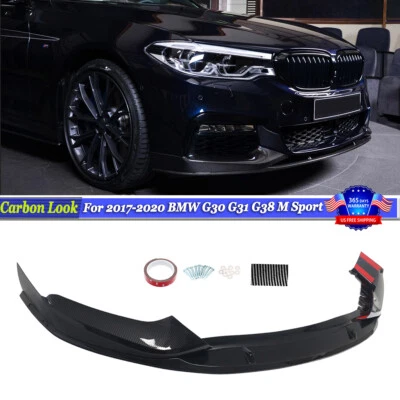 For 2017-20 BMW G30 G31 530i 535i 540i M Sport ABS Front Bumper Lip Carbon Look - Image 1 of 4