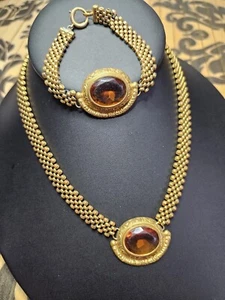 Antique Victorian Bracelet & Necklace SET Gold Filled Mesh Chains Vintage - Picture 1 of 16