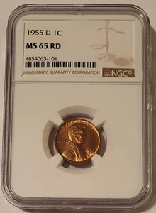 1955 D Lincoln Wheat Cent MS65 RED NGC - Picture 1 of 4