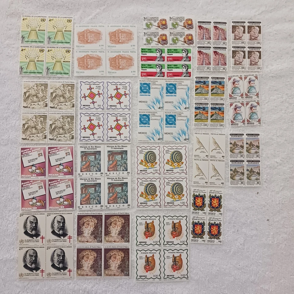МЕКСИКА - 1981 - 1982 - ЛОТ ИЗ 20 БЛОКОВ 4 МАРОК - MNH - # M09 - Изображение 1 из 1