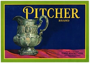 ORIGINAL PITCHER LEMON CRATE LABEL SANTA PAULA VENTURA COUNTY VINTAGE 1930S  - Picture 1 of 1