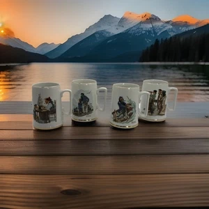 Norman Rockwell Set Of 4 Mugs - Picture 1 of 7