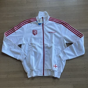 Vintage Adidas I Love London Bulldog Jacket Trefoil Sz L White Red Olympics NWT! - Picture 1 of 8