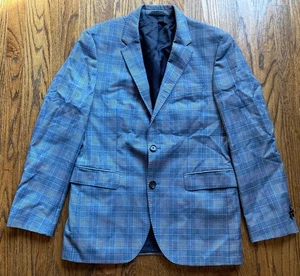 Hugo Boss Blazer Herren Größe 38R Blau Kariert Lanificio Tesse Biella Wolle Sport Mantel - Bild 1 von 15