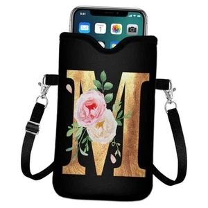 Initial Neoprene Cell Phone Sleeve Pouch 7.6"x4.3" Letter-M-Phone Sleeve Pouch - Picture 1 of 7