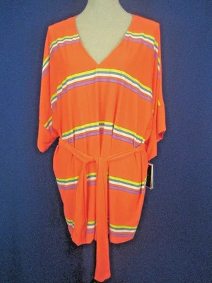 Túnica de encubrimiento Juicy Couture Beachwear naranja a rayas S, nueva con etiquetas $149 Foto 1 de 4