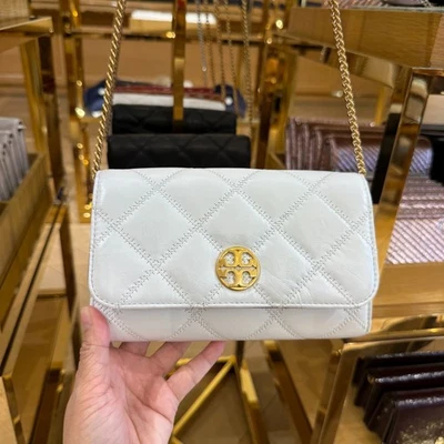 Best Price‼️Tory Burch Willa Chain Wallet Crossbody Clutch Bag 174126 Blanc $425 - Image 1 of 4