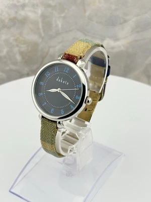 Reloj Dakota Correa de Lona Esfera Negra 35mm Batería Nueva Correa de Cuero Incluida Foto 1 de 4