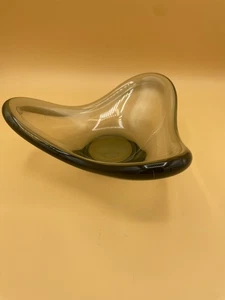 (144D) holmegaard glass gray triangle shaped bowl SIGNED - Picture 1 of 5