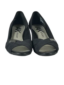 Anne Klein Sport Womens Peeptoe Slingback Fabric Patent Shoes Sz 7.5 M - Picture 1 of 6
