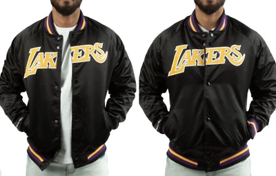New Mitchell and Ness Los Angeles Lakers Lightweight Satin Jacket Size M Black - Image 1 of 4