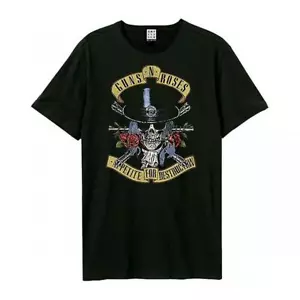 Amplified Guns N Roses Top Hat Skull Mens Black T Shirt Guns N Roses Classic Tee - Picture 1 of 1