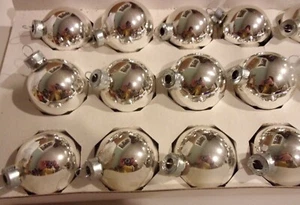 21 Solid SILVER Tone GLASS Christmas Tree Ornaments 2" round - Picture 1 of 5
