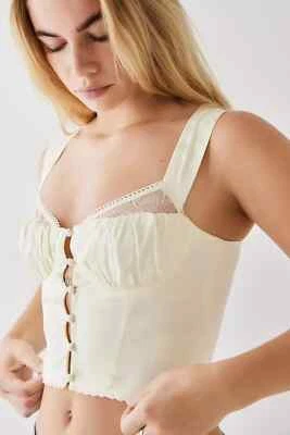 Urban Outfitters x Kiss The Sky Ryder Satin Top, Cream, Medium, RRP $46 - Image 1 of 4