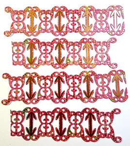 Arrows Ornate Pattern Pink Gold Foil K&Company 4 pc 6" x 1-5/8" Stickers - Picture 1 of 2