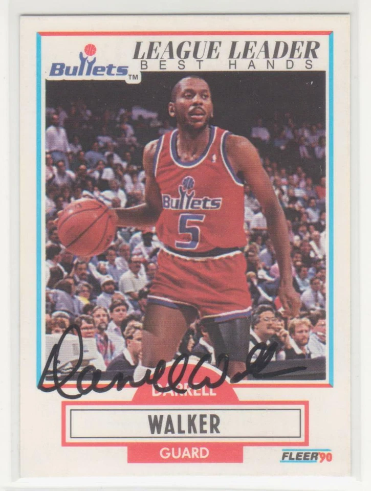 DARRELL WALKER WASHINGTON BULLETS UNIVERSIDAD DE ARKANSAS TARJETA DE JUEGO AUTOGRAFIADA  Foto 1 de 1