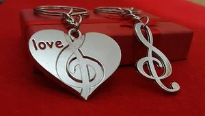 Llavero musical corazón agudo metal regalo para ella, él, aniversario, cumpleaños + bolsa - Imagen 1 de 6