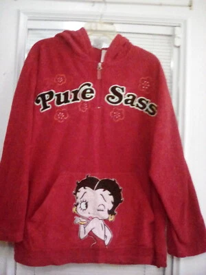 BETTY BOOP SUDADERA CON CAPUCHA POLAR ROJA "PURE SASS" TALLA GRANDE 3X Foto 1 de 4