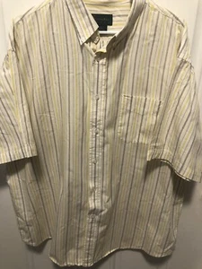 Scandia Woods yellow/brown striped S/S shirt 2XL. #198 - Picture 1 of 3