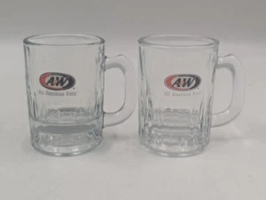 Vintage PAAR A&W All American Food Wurzel Bier Mini Becher 3 1/4 Zoll groß - Bild 1 von 5