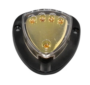 Power Ground Distribution Block 1X4GA In 4X8GA Out Amp Install Gold Plated PD03G - Picture 1 of 5