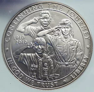 2001 USA United States BOY SCOUTS OF AMERICA Antique Silver Dollar ICG i86677 - Picture 1 of 5