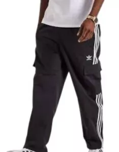 Adidas Men's Originals 3 Stripe Cargo Pants Black White Size S NEW WITH TAGS! - Picture 1 of 5