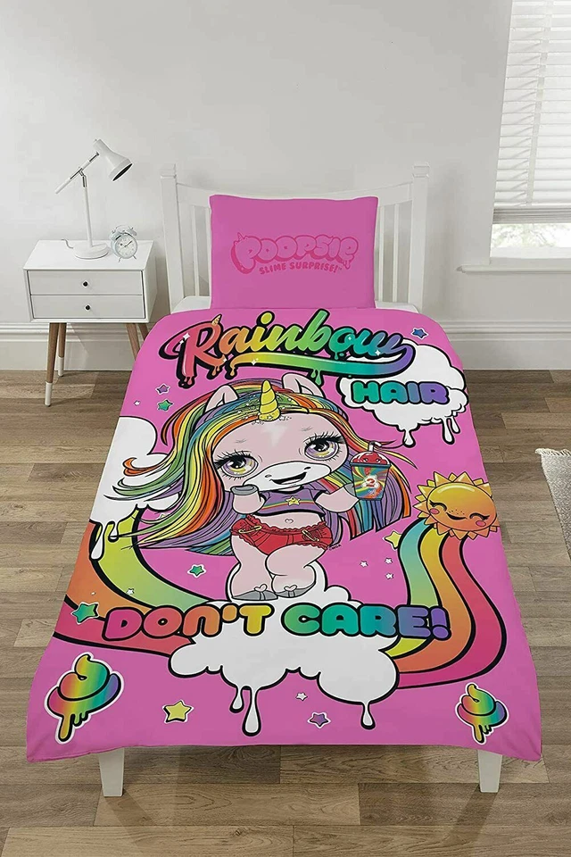 Conjunto de roupa de cama quarto de meninas Poopsie slime surpresa capa de edredom solteiro 135x200cm - Imagem 1 de 1