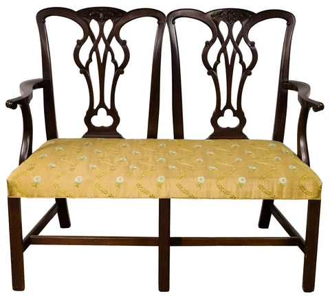 Kittinger Mahogany Chippendale Settee Williamsburg Style Rare Cover