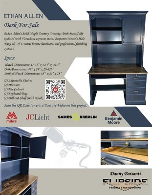 Auténtico escritorio completo Ethan Allen Country Crossings y funda | ACTUALIZADO Foto 1 de 4