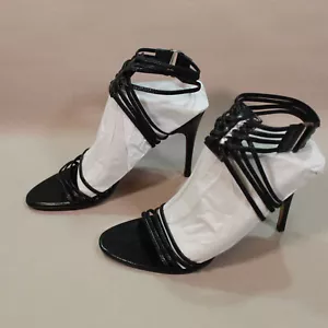 Gucci sandali stiletto neri in pelle con cinturino taglia 35,5C / 2,5 UK - Foto 1 di 19