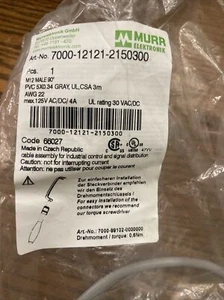 MURR Elektronik 7000-12121-2150300 M12 Male Right Angle 5 Pin 3 Meter M12 - Bild 1 von 2