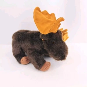 Bearington Moose Collection Stuffed Animal Brown 12 Inches Filled Pellets Plush - Picture 1 of 11
