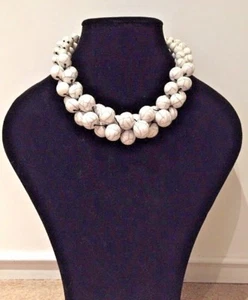 New Handmade Costume Boho Chic White Tribal Chunky Round Bead Necklace - Picture 1 of 2