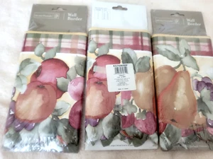 Wallpaper Border 15 Yards X 9" Lot 3 Rolls Fruit Apples Grapes Pears KS74365DF - Picture 1 of 6