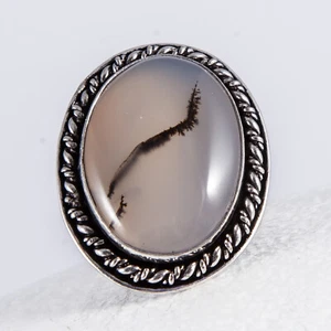 Wunderschöner Silberring, halbtransparenter Achat, Cabochon, Größe: 56 - Bild 1 von 4