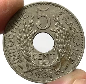 1938 A French Indo China 5 Centimes Lady Liberty Coin - Picture 1 of 2