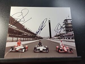 Signed 2015 Indy 500 Front Row Scott Dixon Will Power, Simon Pagenaud 8x10 Photo