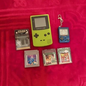 Nintendo GameBoy Color CGB-001 Kiwi Lime Green Console Authentic Tested 4 GAMES - Picture 1 of 10