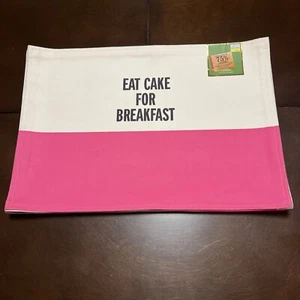 NEW KATE SPADE Ivory Pink "Eat Cake for Breakfast" Set of 6 Placemats - Picture 1 of 3