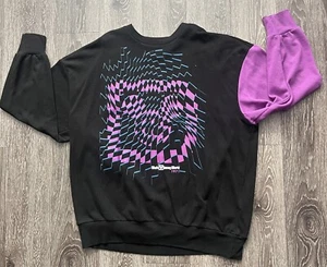Walt Disney Worlds Mickey Mouse Purple Black Pullover Sweatshirt Illusion Large - Picture 1 of 6