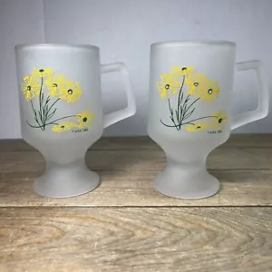 Juego de 2 tazas de café irlandesas de colección TIARA margarita pedestal esmerilado 1984 - Imagen 1 de 14