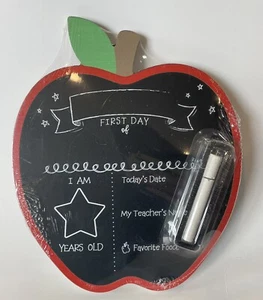 Apple Shaped Chalkboard Sign First Day of School 9 1/4 inches tall - Picture 1 of 6