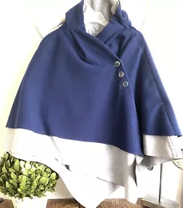New Navy Gray Women’s Cape Poncho Imán Global Chic Classic Multi Layered Sz L - Picture 1 of 8