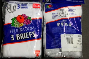 12 PACK Fruit of the Loom Boy's Cotton Ribbed Brief Underwear size 8 waist23-24" - Picture 1 of 5