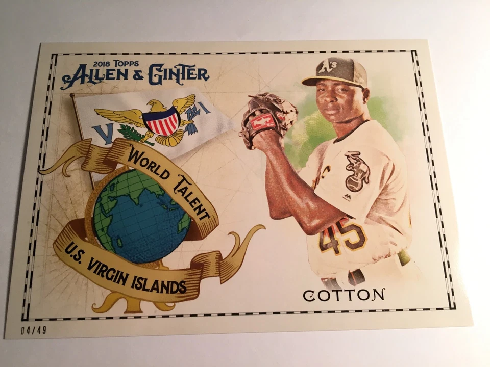 2018 Topps Allen & Ginter World Talent Jumbo 5x7 Jharel Cotton A's WT38 04/49 - Image 1 of 1